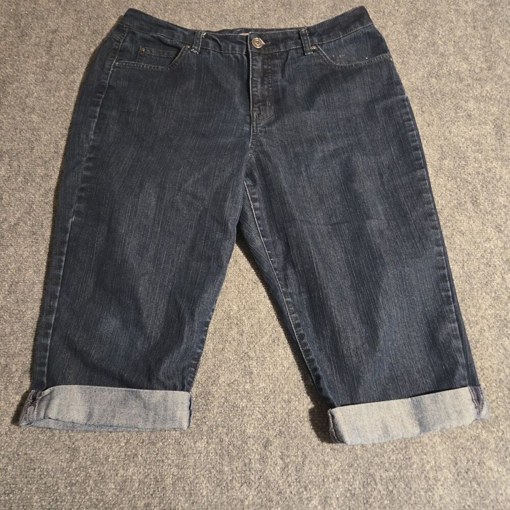 Bandolino Jeans Womens Size 16 Blue Mandie Straight Cuffed Capri Stretch